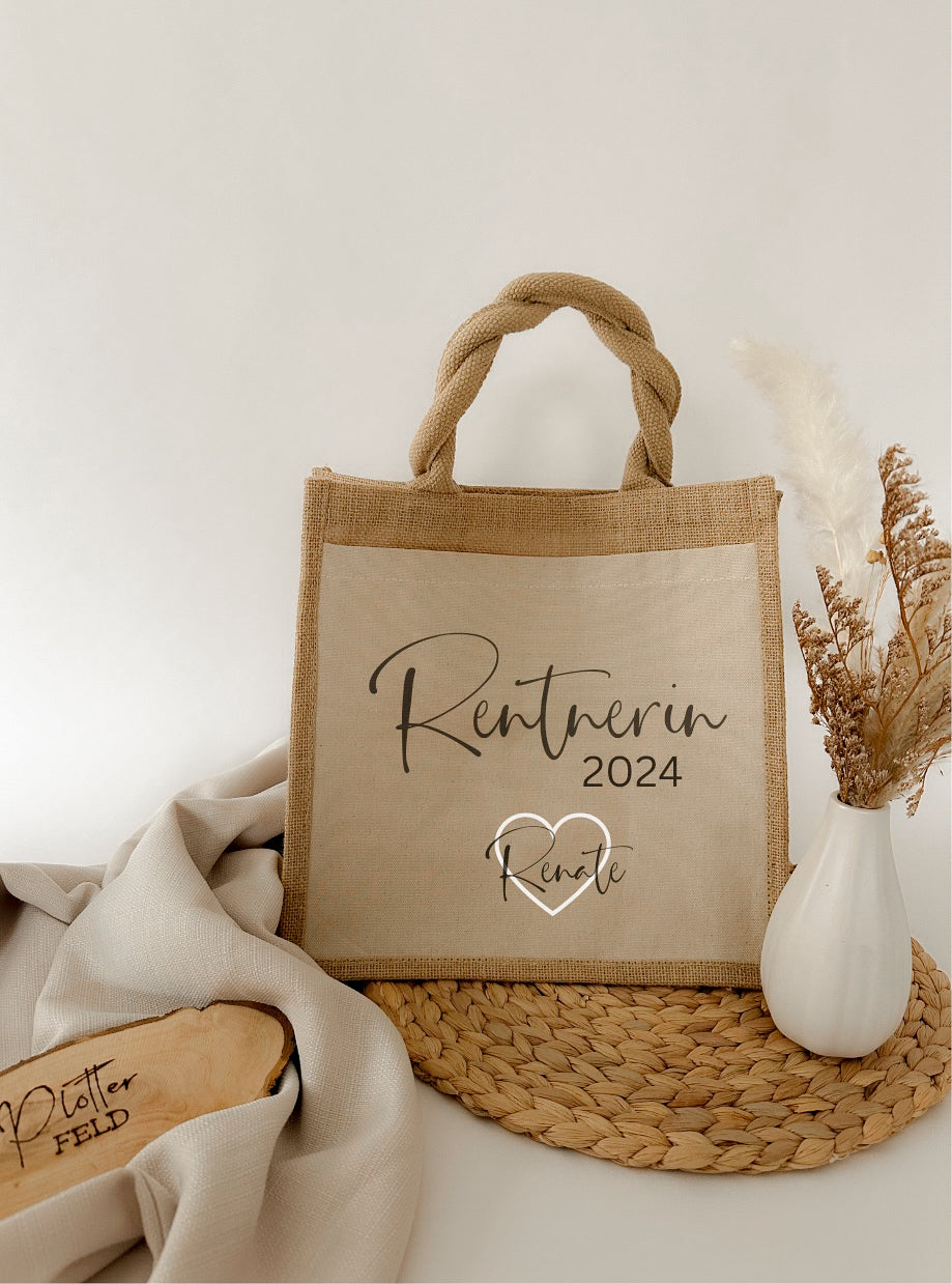Jutetasche Rentnerin