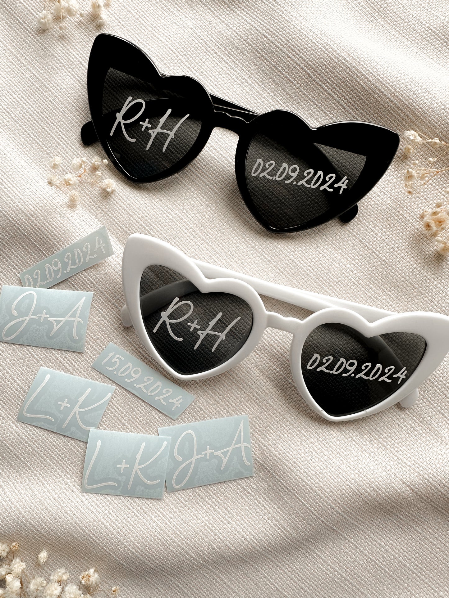 Aufkleber Herzbrille Hochzeit - plotterfeld