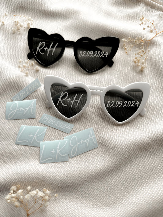 Aufkleber Herzbrille Hochzeit - plotterfeld