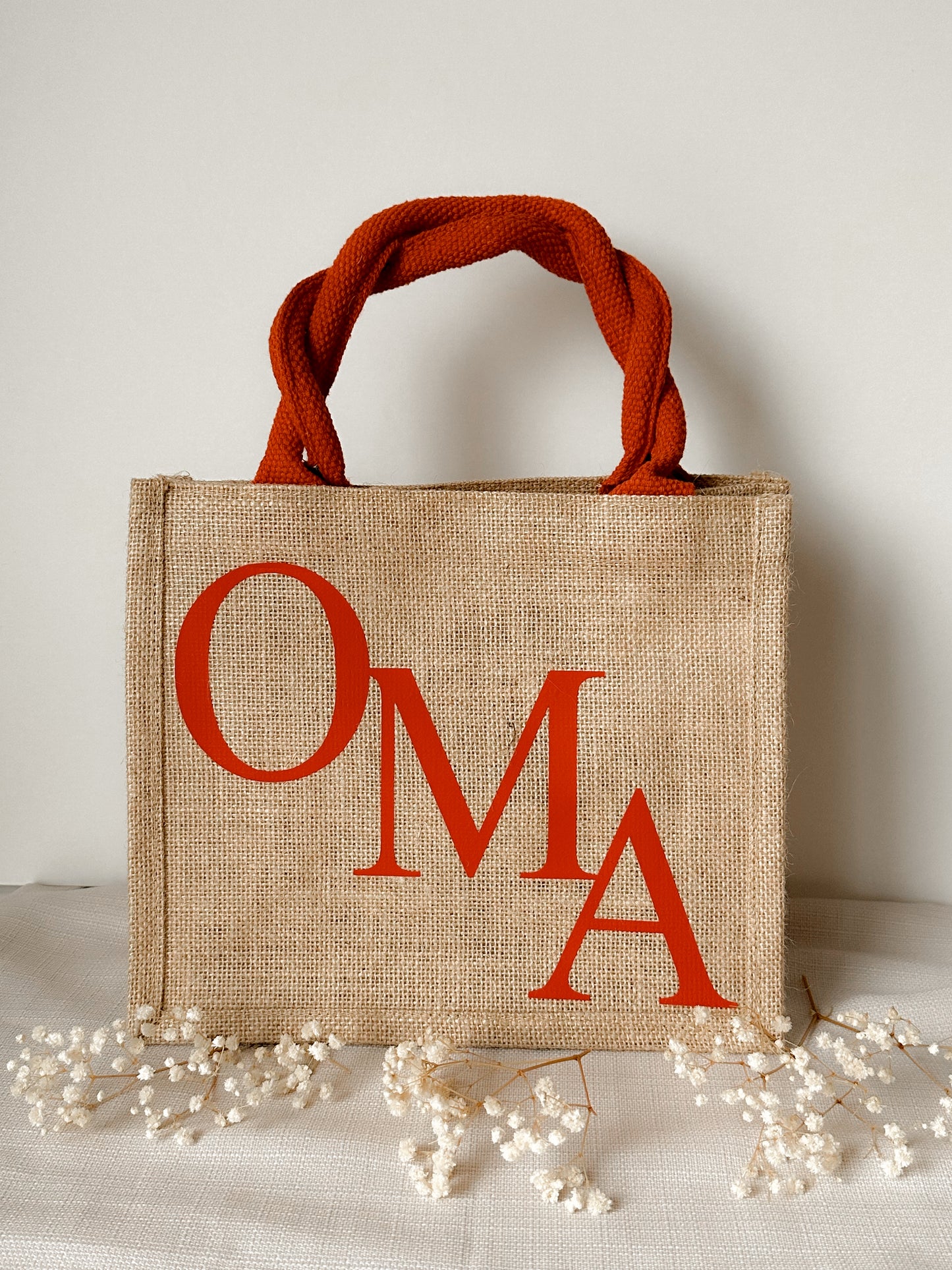 Jutetasche Oma Rot