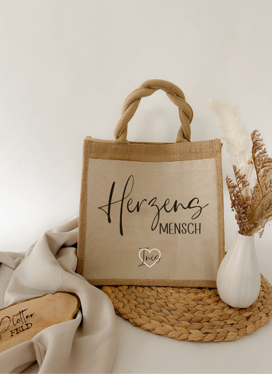 Jutetasche Herzensmensch