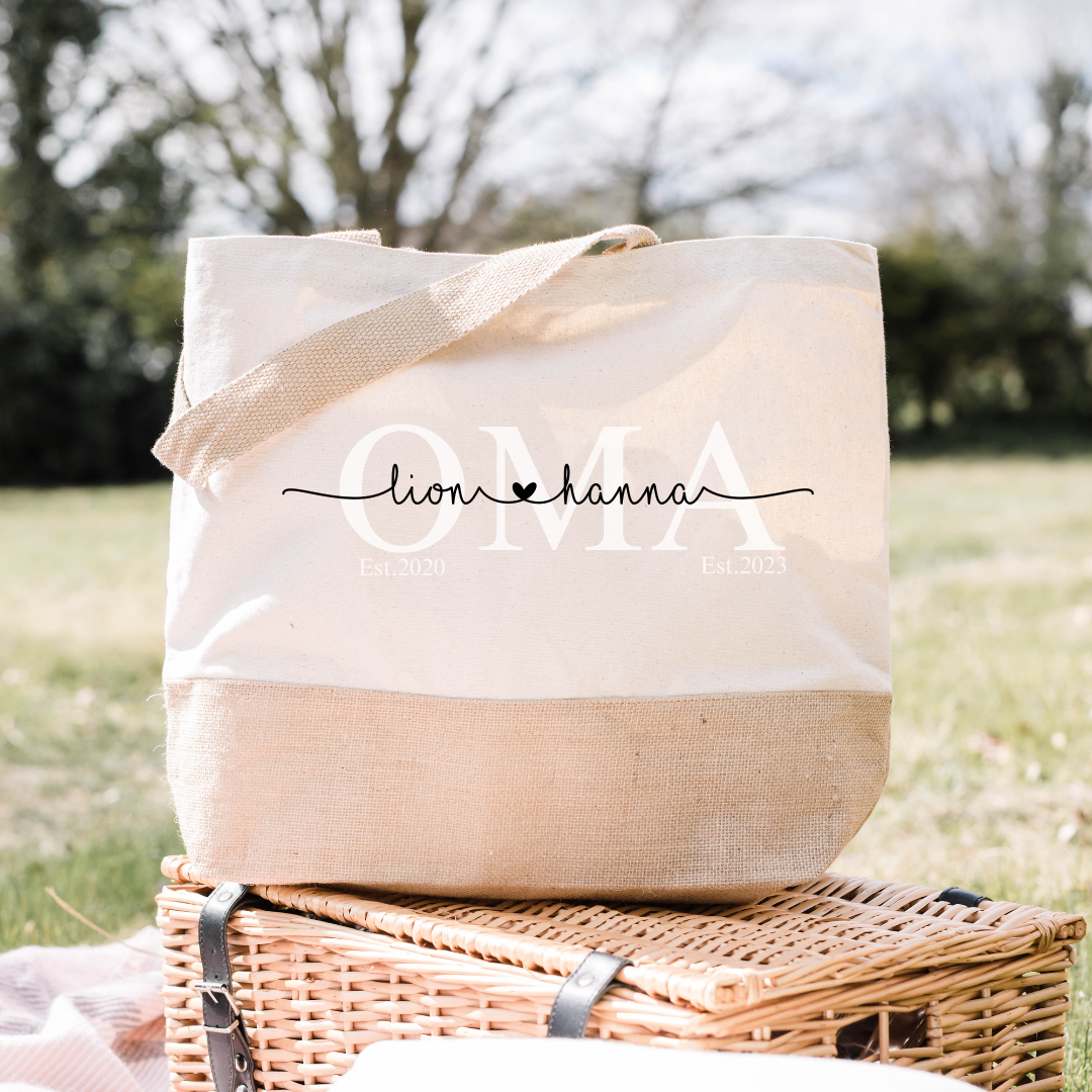 Personalisierte Jutetasche Oma & Mama - plotterfeld
