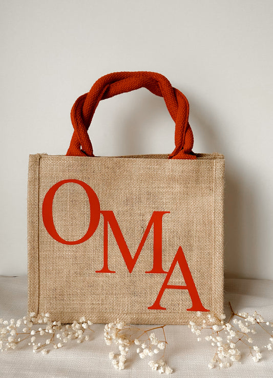 Jutetasche Oma Rot