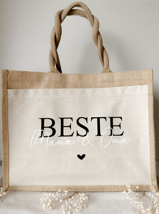 Jutetasche Beste Mama & Oma