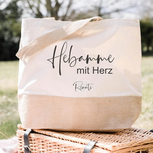 Hebamme mit Herz Tasche